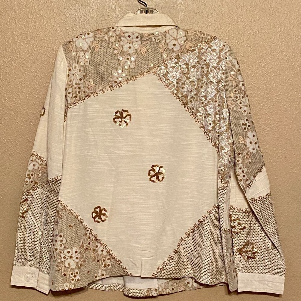 Indigo Moon Beaded, Lace, sequined, Embroidered Women’s Blazer and Blouse Size M - Picture 3 of 13